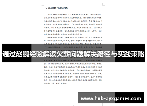 通过赵鹏经验解读欠薪问题解决路径与实践策略